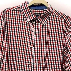Red and Navy plaid shirt by George- Medium